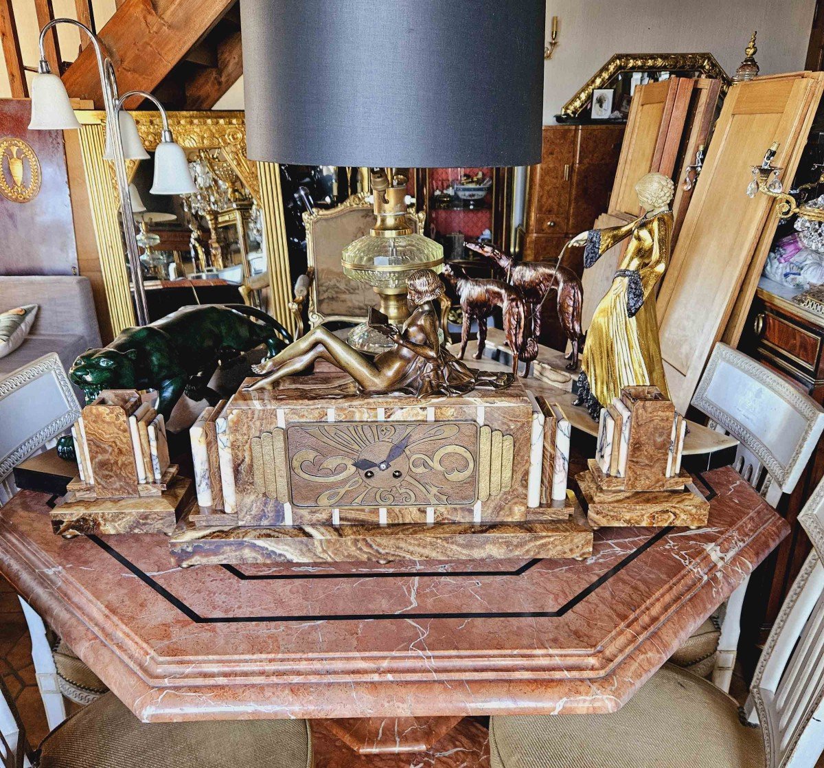 Désiré Grisard Bronze Large Art Deco Clock-photo-3
