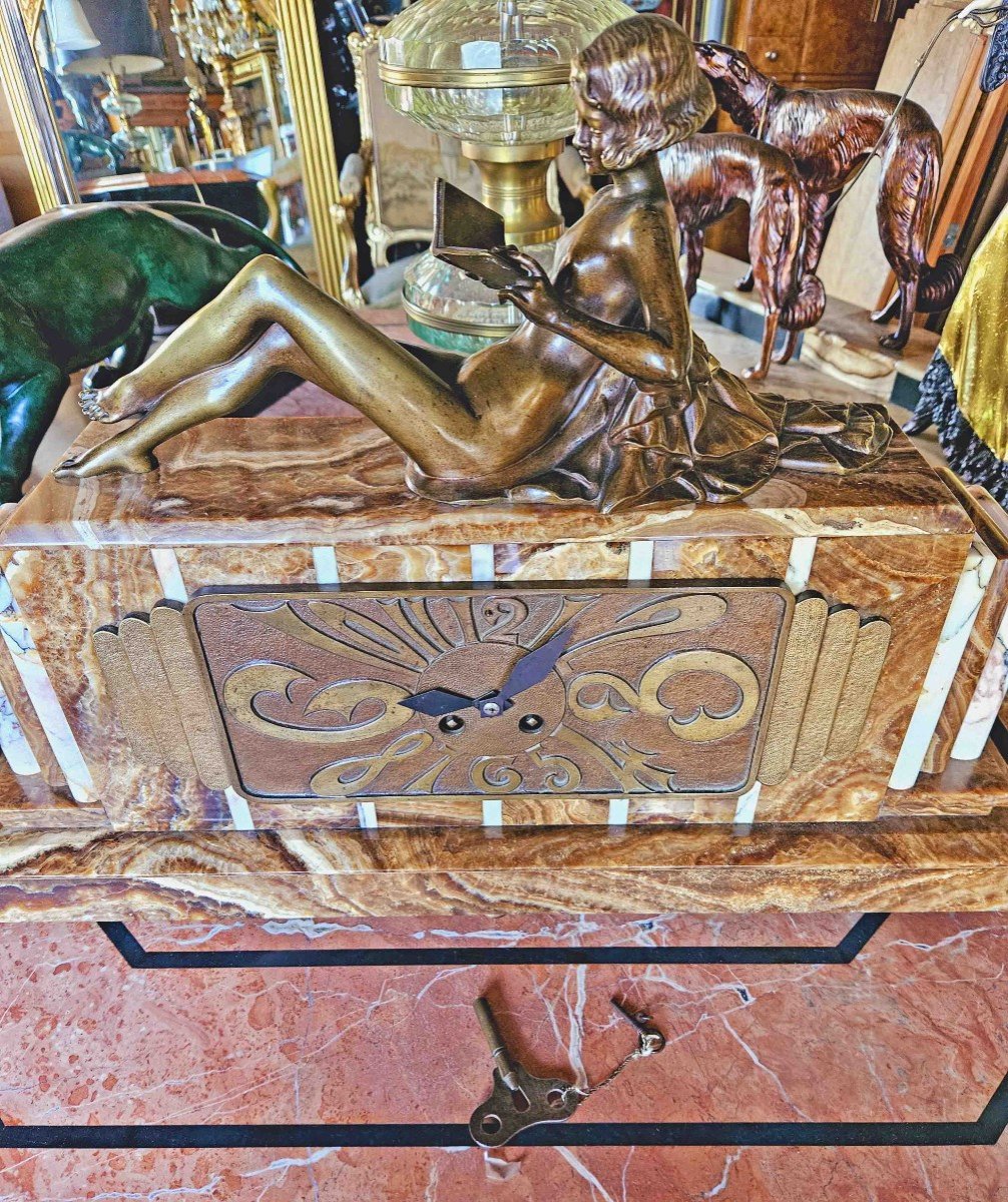 Désiré Grisard Bronze Large Art Deco Clock-photo-7