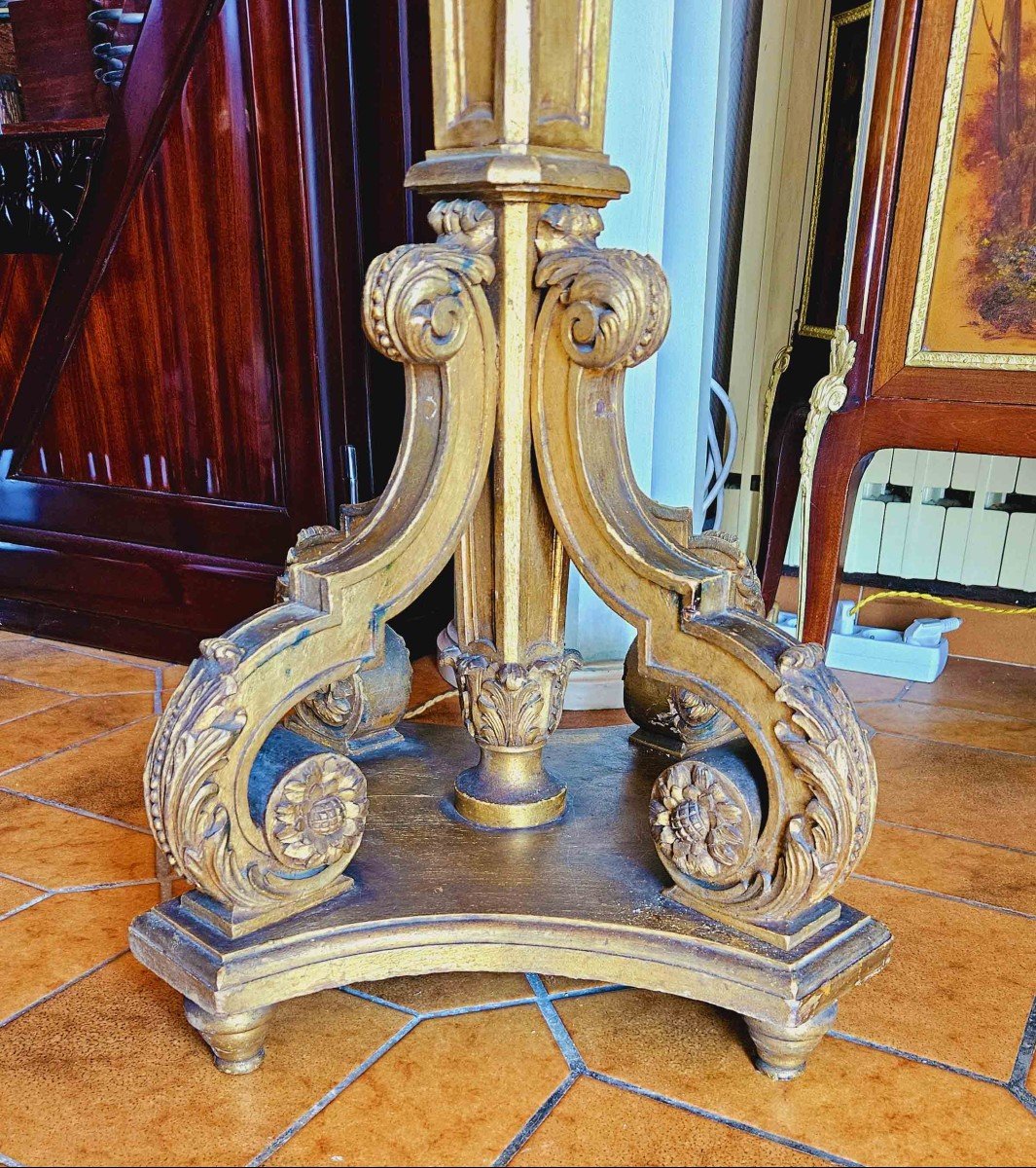 Grande Torchère St Louis XIV à 6 Lumières Ht 213 Cm-photo-4