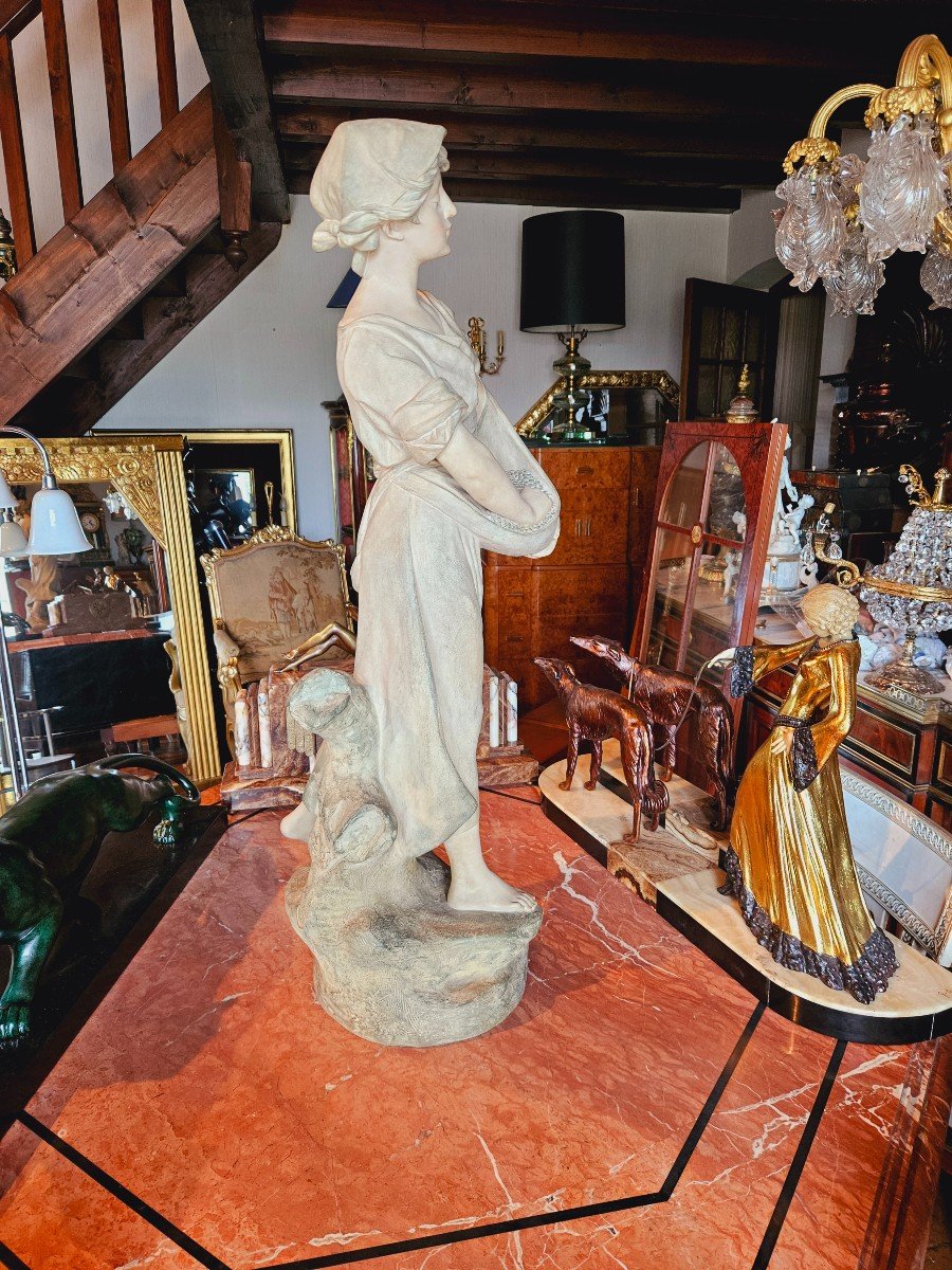 Edouard Drouot (1859-1945) Large Art Nouveau Terracotta 93 Cm-photo-2