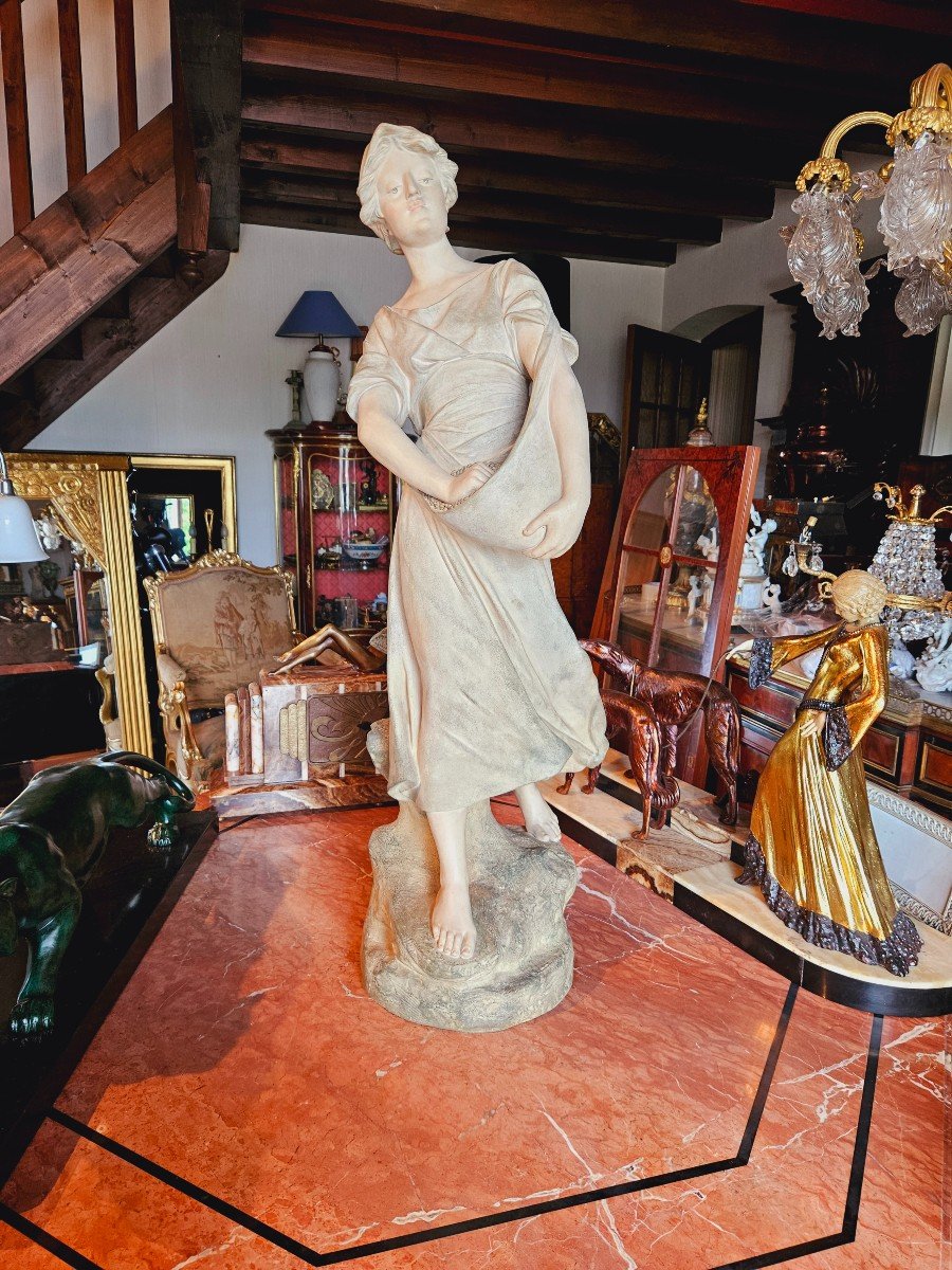 Edouard Drouot (1859-1945) Large Art Nouveau Terracotta 93 Cm-photo-7
