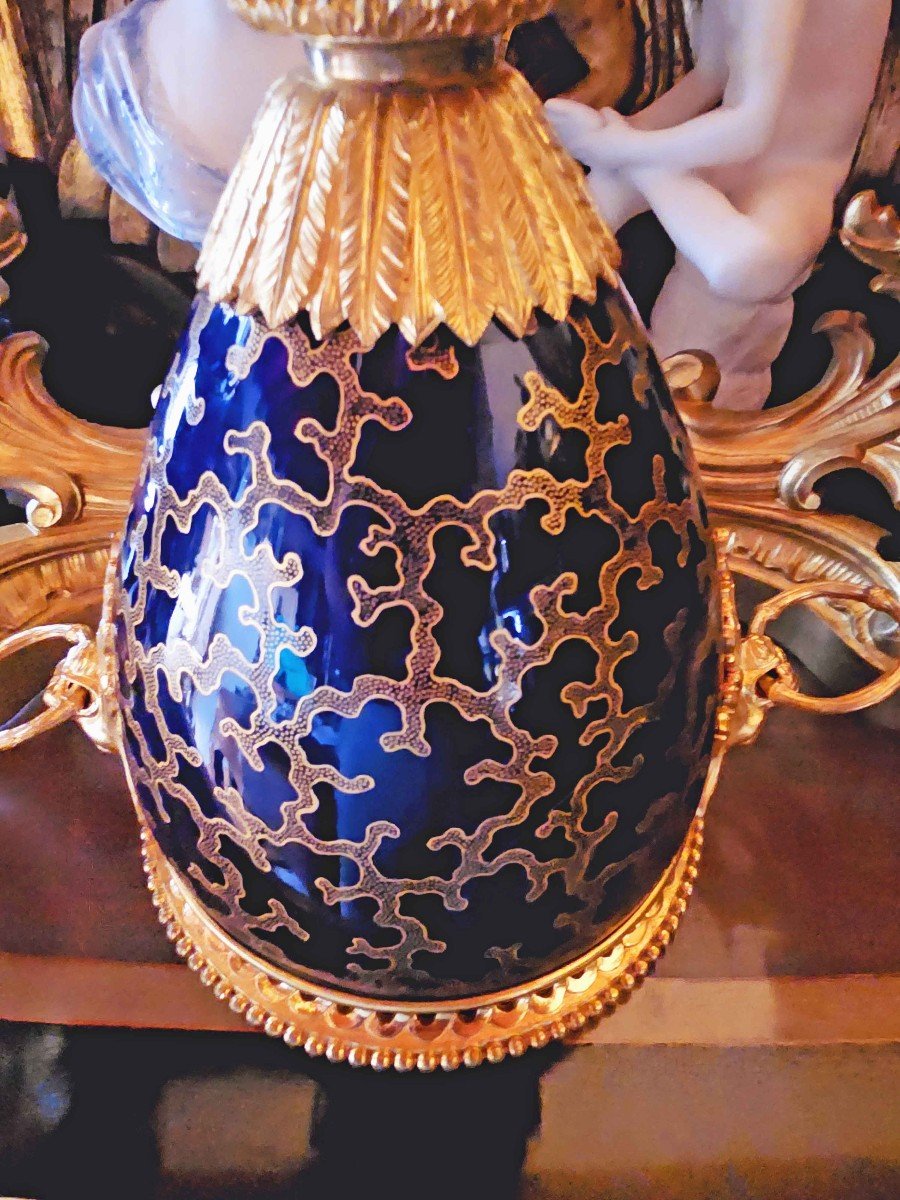 Large Pot Pourri Vase Blue Sèvres Porcelain Gilt Bronze 19th-photo-6