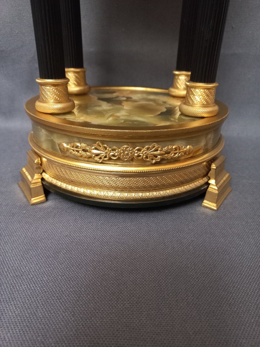 Temple En Bronze Doré Et Onyx H 50cm-photo-3