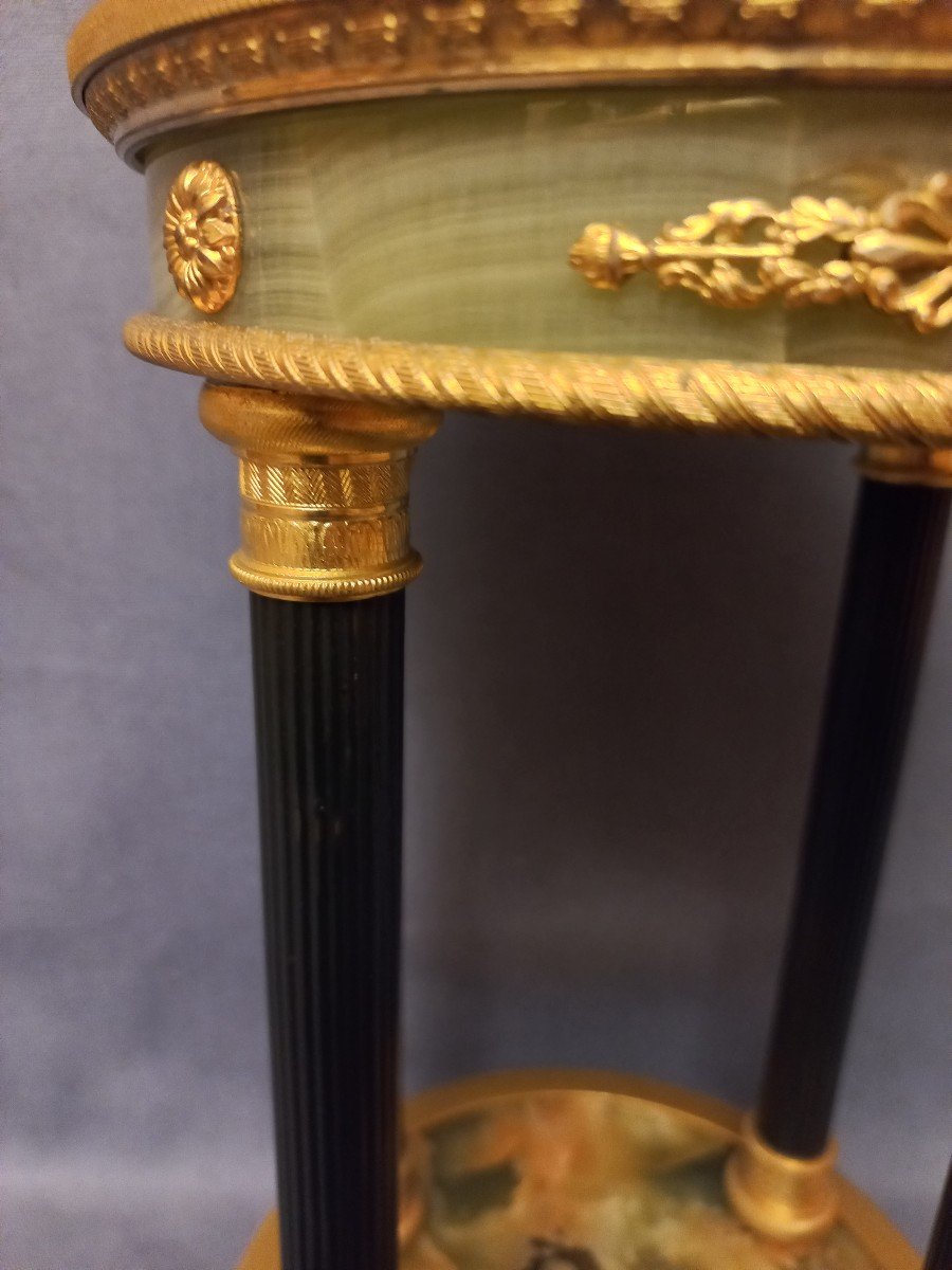 Temple En Bronze Doré Et Onyx H 50cm-photo-4