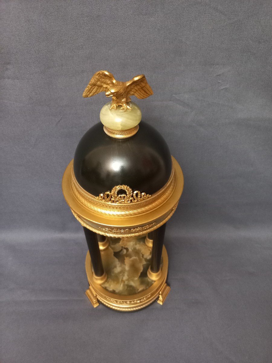 Temple En Bronze Doré Et Onyx H 50cm-photo-5