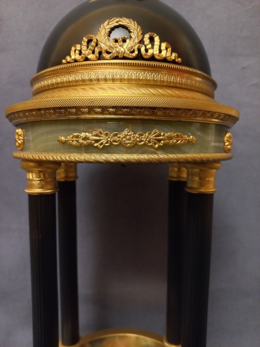 Temple En Bronze Doré Et Onyx H 50cm-photo-7