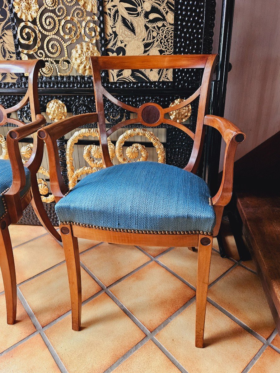 Ernest Boiceau (1881 - 1950) Pair Of Armchairs In Sycamore And Exotic Wood-photo-4