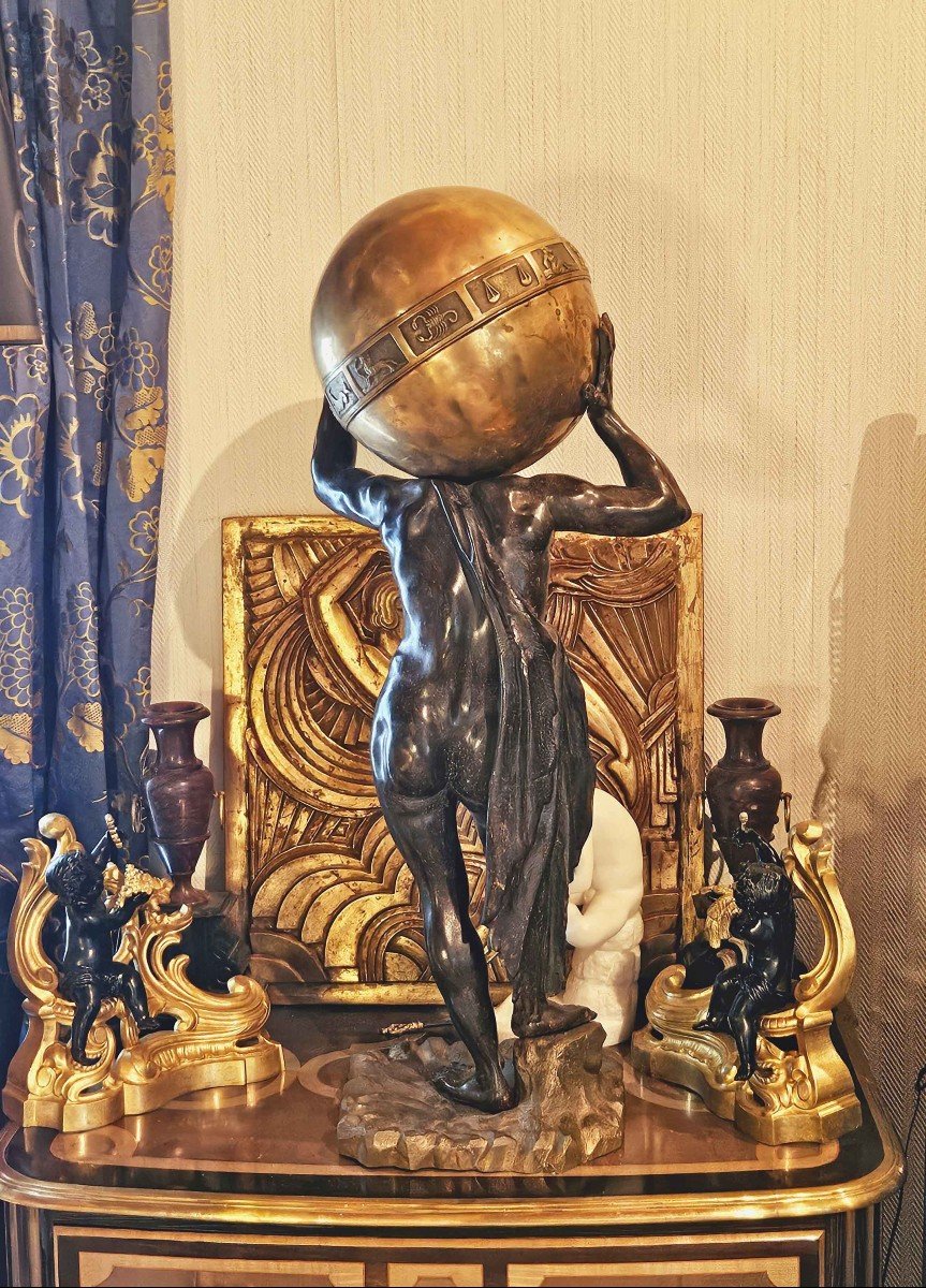 Emile Pinedo (1840-1916) Important Bronze Of Hercules Ht 88 Cm-photo-6