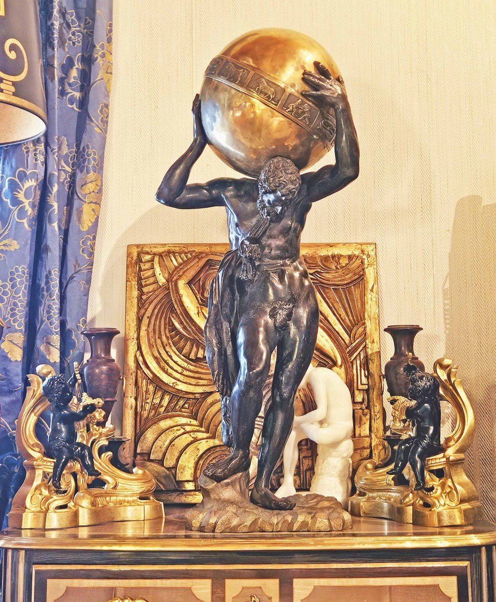 Emile Pinedo (1840-1916) Important Bronze Of Hercules Ht 88 Cm