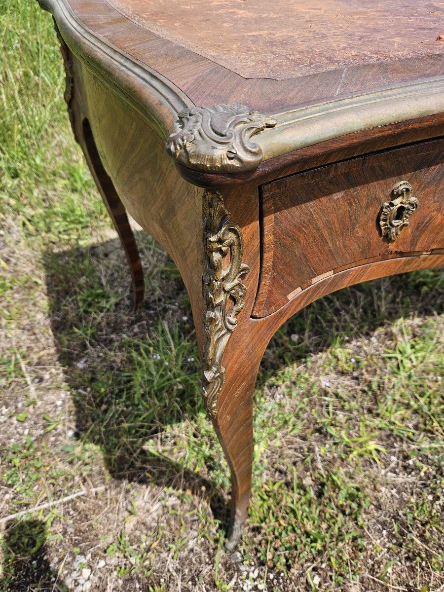 Louis XV Desk In Violet Wood And Gilt Bronze In Ingotière-photo-3