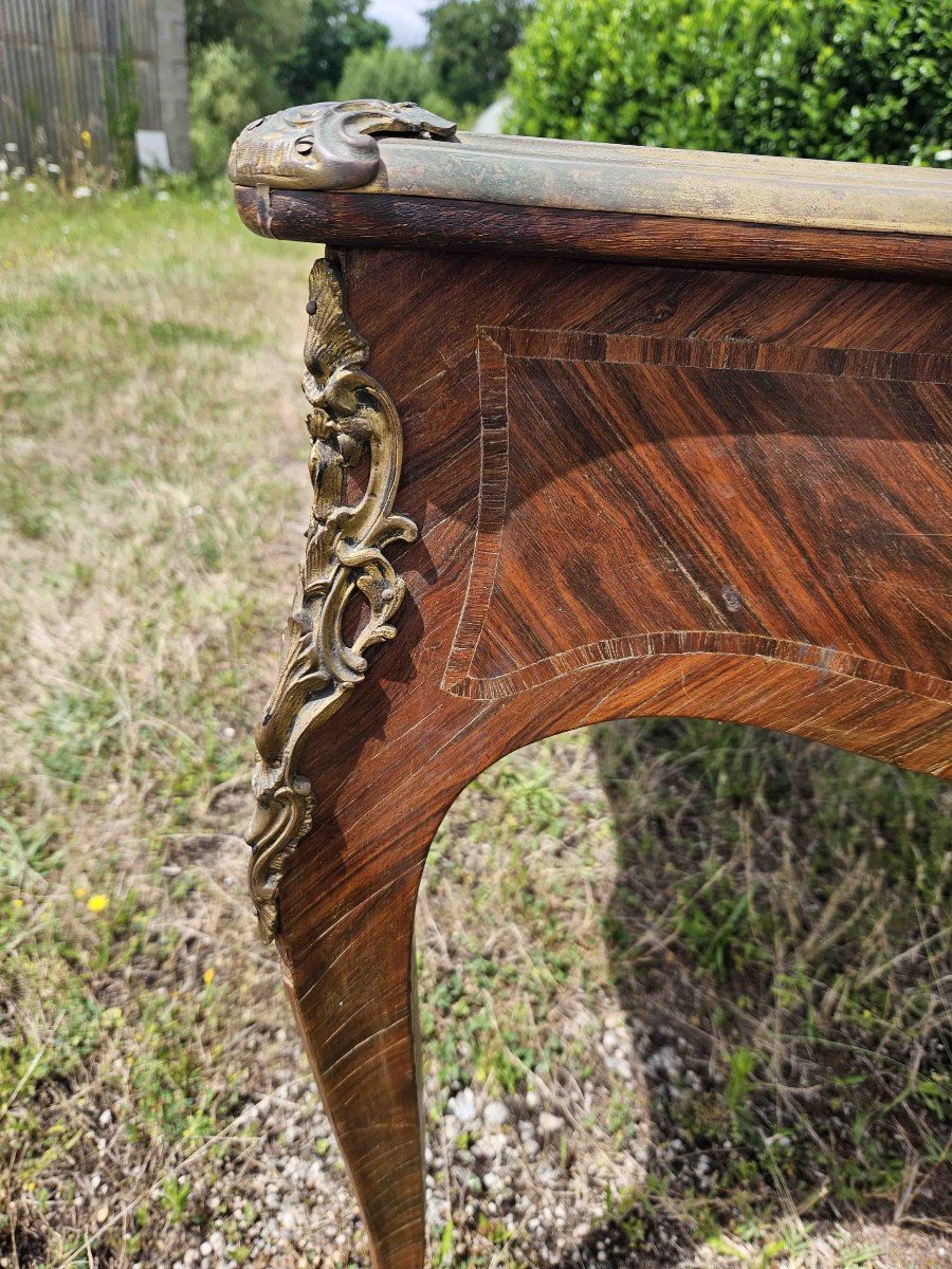 Louis XV Desk In Violet Wood And Gilt Bronze In Ingotière-photo-3