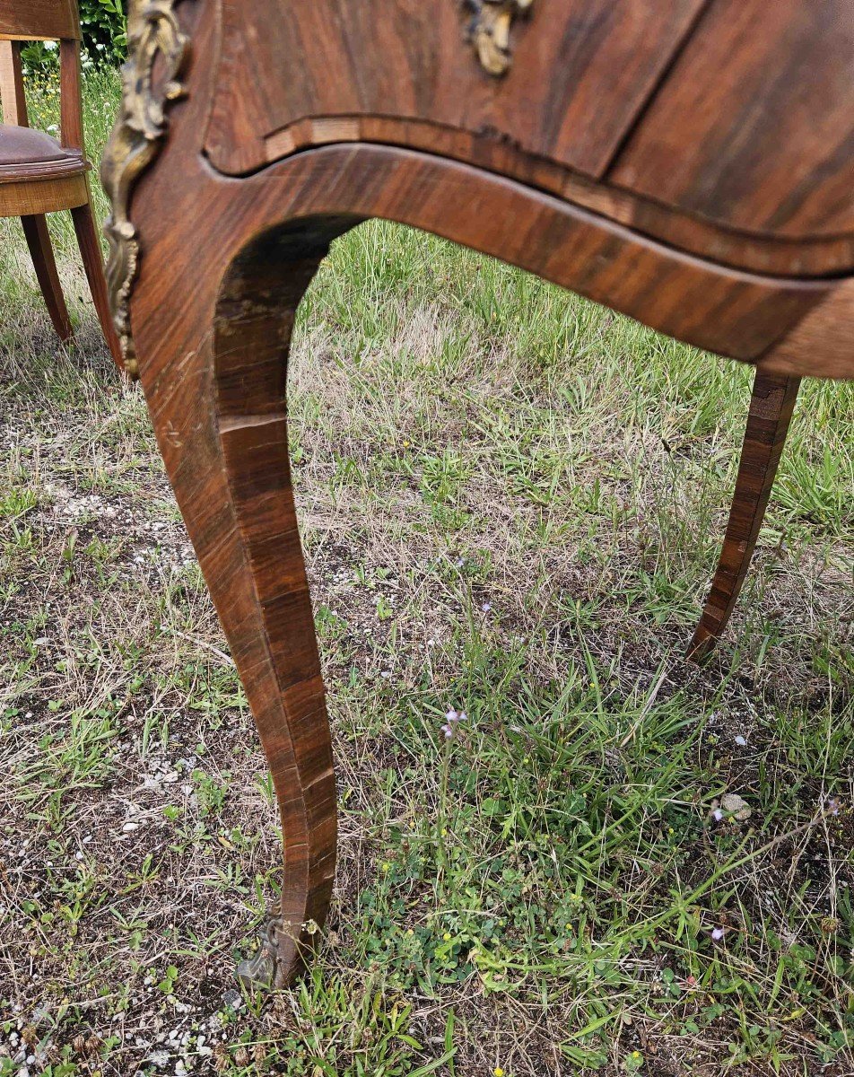 Louis XV Desk In Violet Wood And Gilt Bronze In Ingotière-photo-8