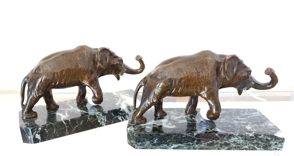 Bronze Elephants Art Deco Bookends-photo-6