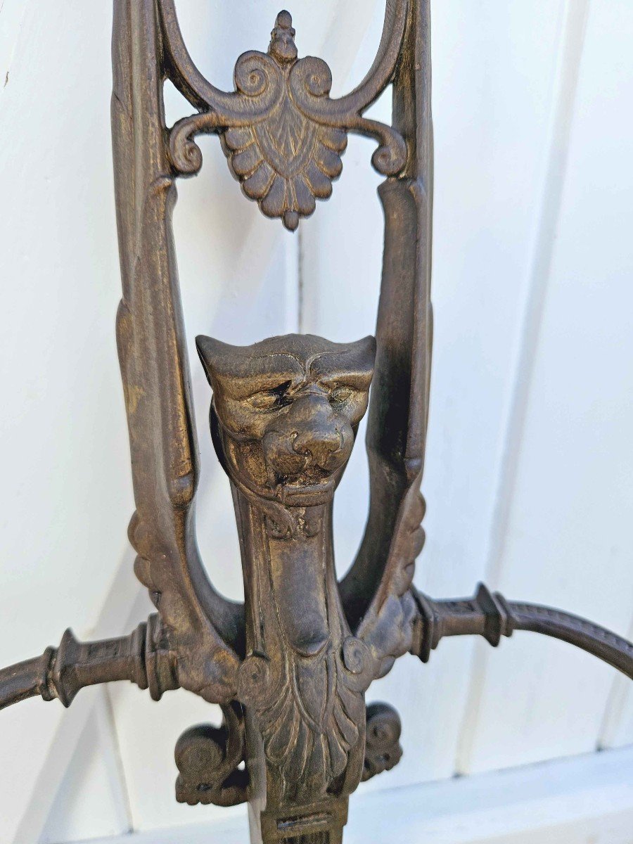 N&eacute;cessaire De Chemin&eacute;e &agrave; la chim&egrave;re En Bronze Patin&eacute; De Style &eacute;trusque XIX&egrave;me-photo-2