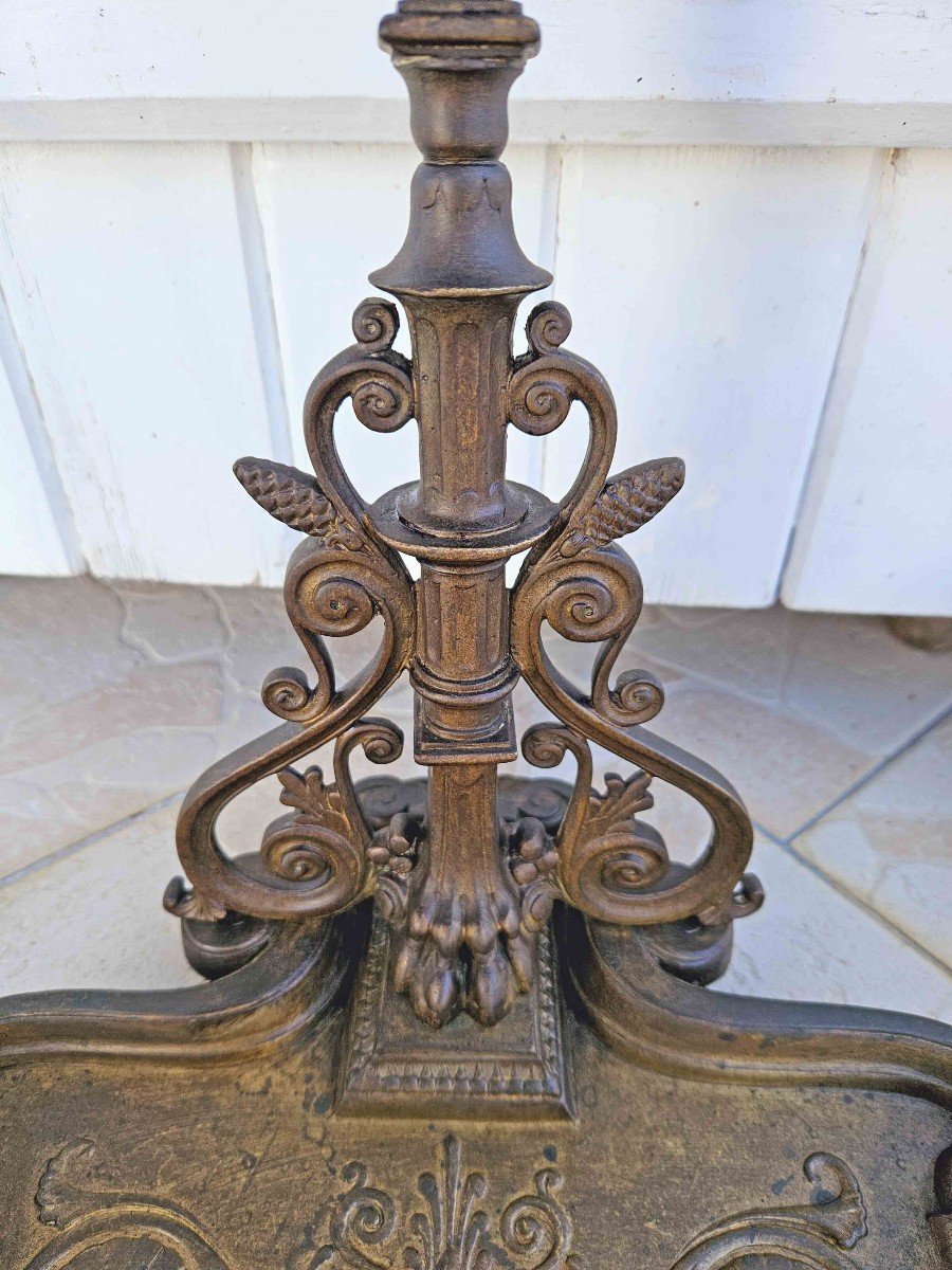 N&eacute;cessaire De Chemin&eacute;e &agrave; la chim&egrave;re En Bronze Patin&eacute; De Style &eacute;trusque XIX&egrave;me-photo-3