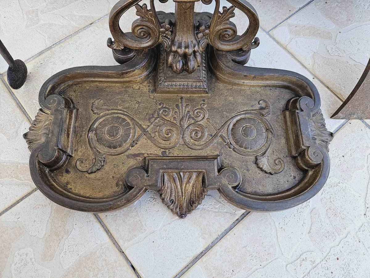 N&eacute;cessaire De Chemin&eacute;e &agrave; la chim&egrave;re En Bronze Patin&eacute; De Style &eacute;trusque XIX&egrave;me-photo-4