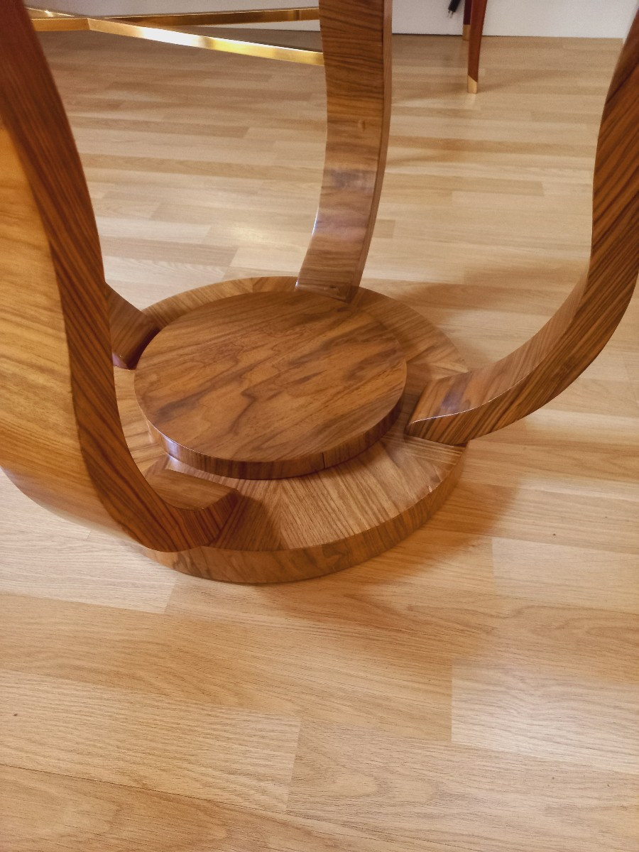Art Deco Pedestal Table In Burr Walnut-photo-2