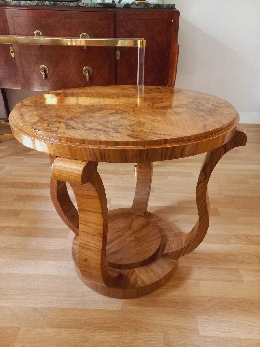 Art Deco Pedestal Table In Burr Walnut