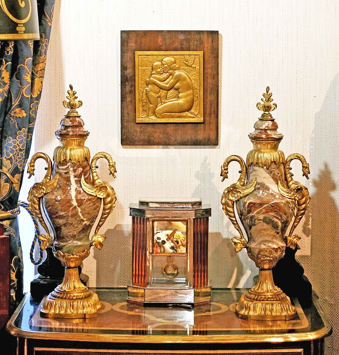 Lucien Gibert Art Deco Bas-relief In Gilt Bronze Mounted On Panel-photo-1