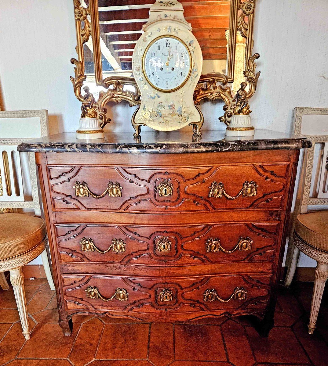 Commode Parisienne Galb&eacute;e En Noyer Ep XVIII&egrave;me-photo-3