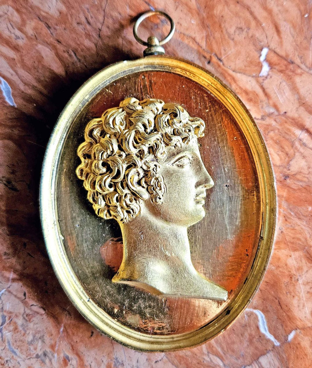 Profil d&#039;Antino&uuml;s M&eacute;daillon Dor&eacute; Au Mercure Vers 1815-photo-3