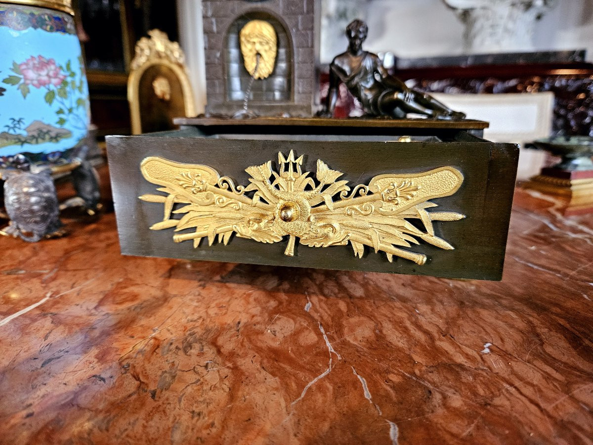 Pendule De Bureau Encrier Figurant Narcisse c. 1820-photo-3