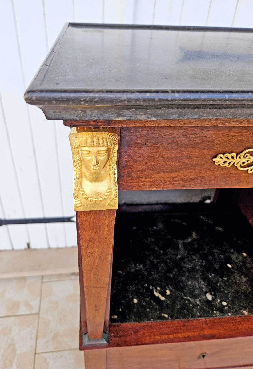 Empire Period Barber Shop Return From Egypt In Mahogany And Gilt Bronze-photo-1