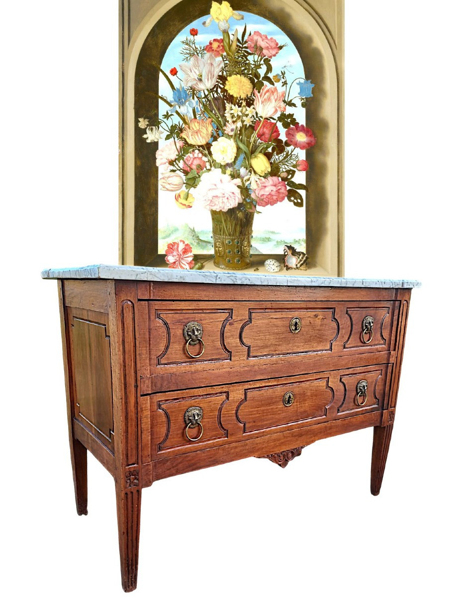 Commode Sauteuse Fin XVIIIe En Noyer-photo-2