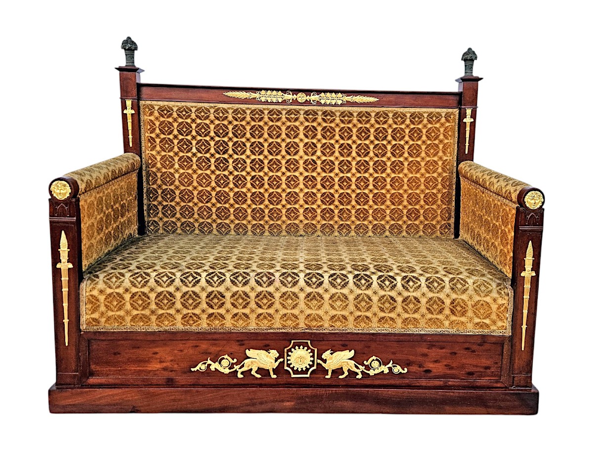 Empire Mahogany And Mercury-gilt Bronze Bench