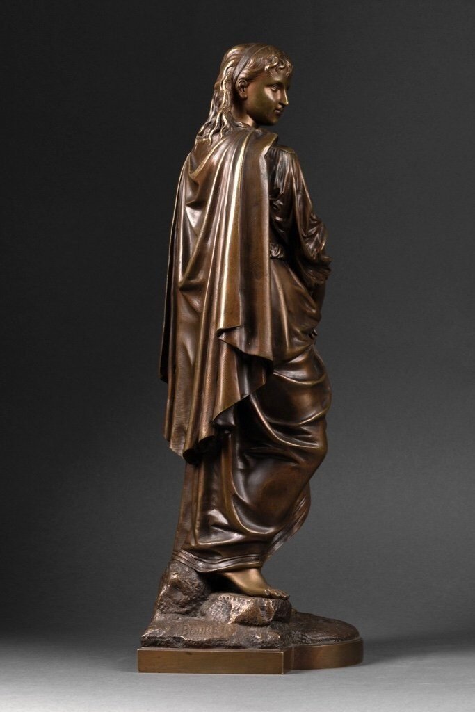 Jeune Femme à La Mandoline Eutrope Bouret (1833-1906) Sculpture En Bronze-photo-2
