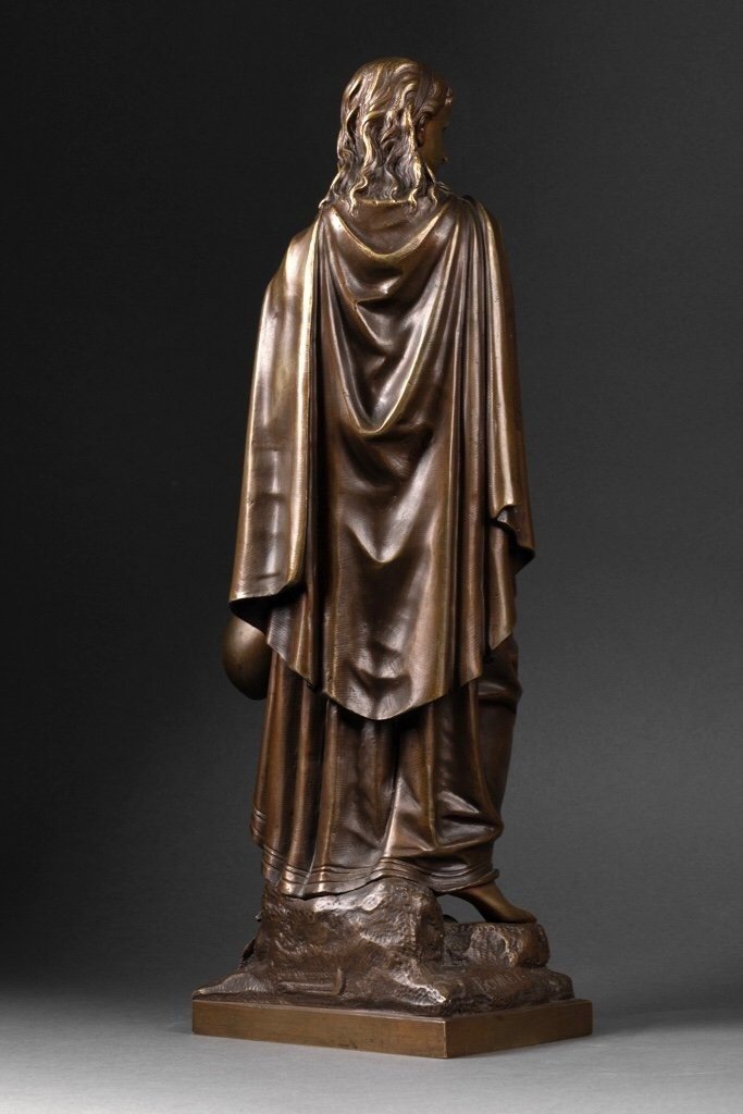 Jeune Femme à La Mandoline Eutrope Bouret (1833-1906) Sculpture En Bronze-photo-3