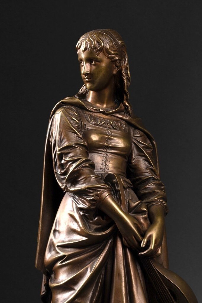 Jeune Femme à La Mandoline Eutrope Bouret (1833-1906) Sculpture En Bronze-photo-4