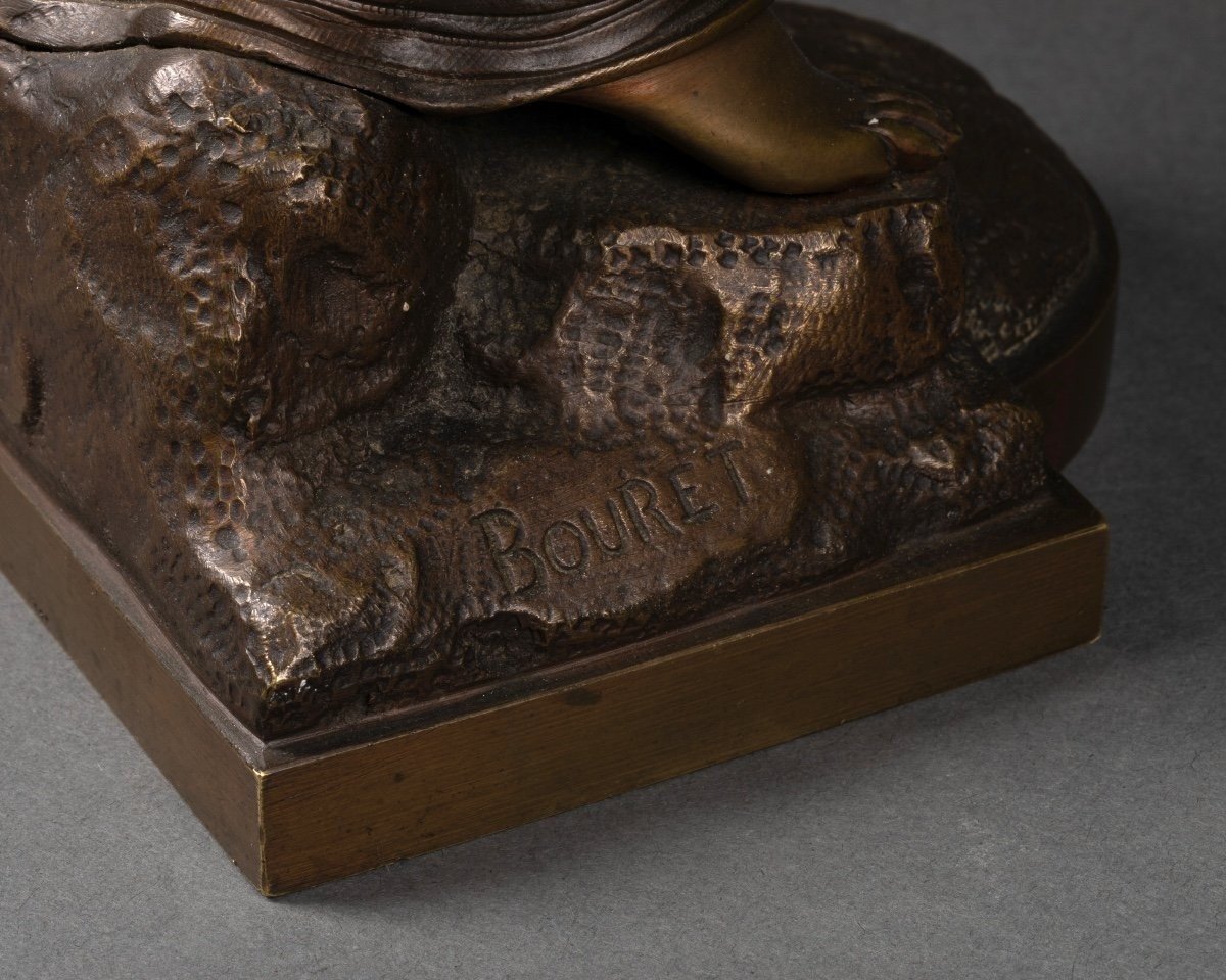 Jeune Femme à La Mandoline Eutrope Bouret (1833-1906) Sculpture En Bronze-photo-2