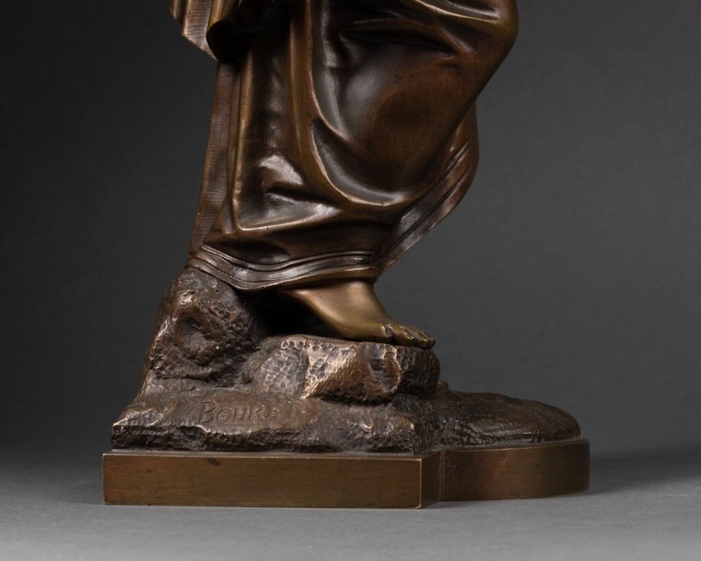 Jeune Femme à La Mandoline Eutrope Bouret (1833-1906) Sculpture En Bronze-photo-3