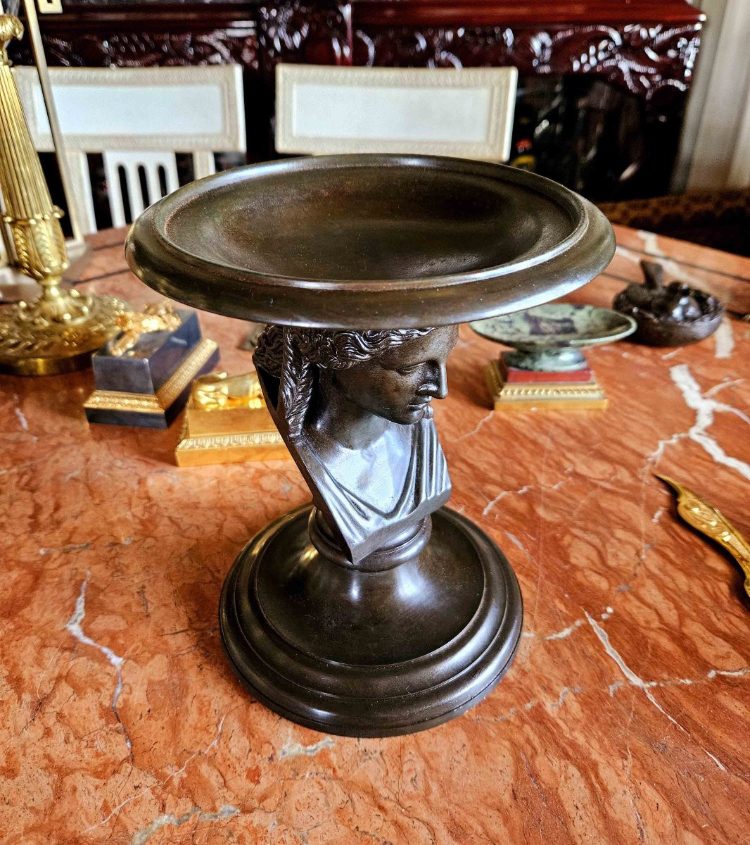 Tazza à l'Antique En Bronze Patiné Signée Barbedienne-photo-1