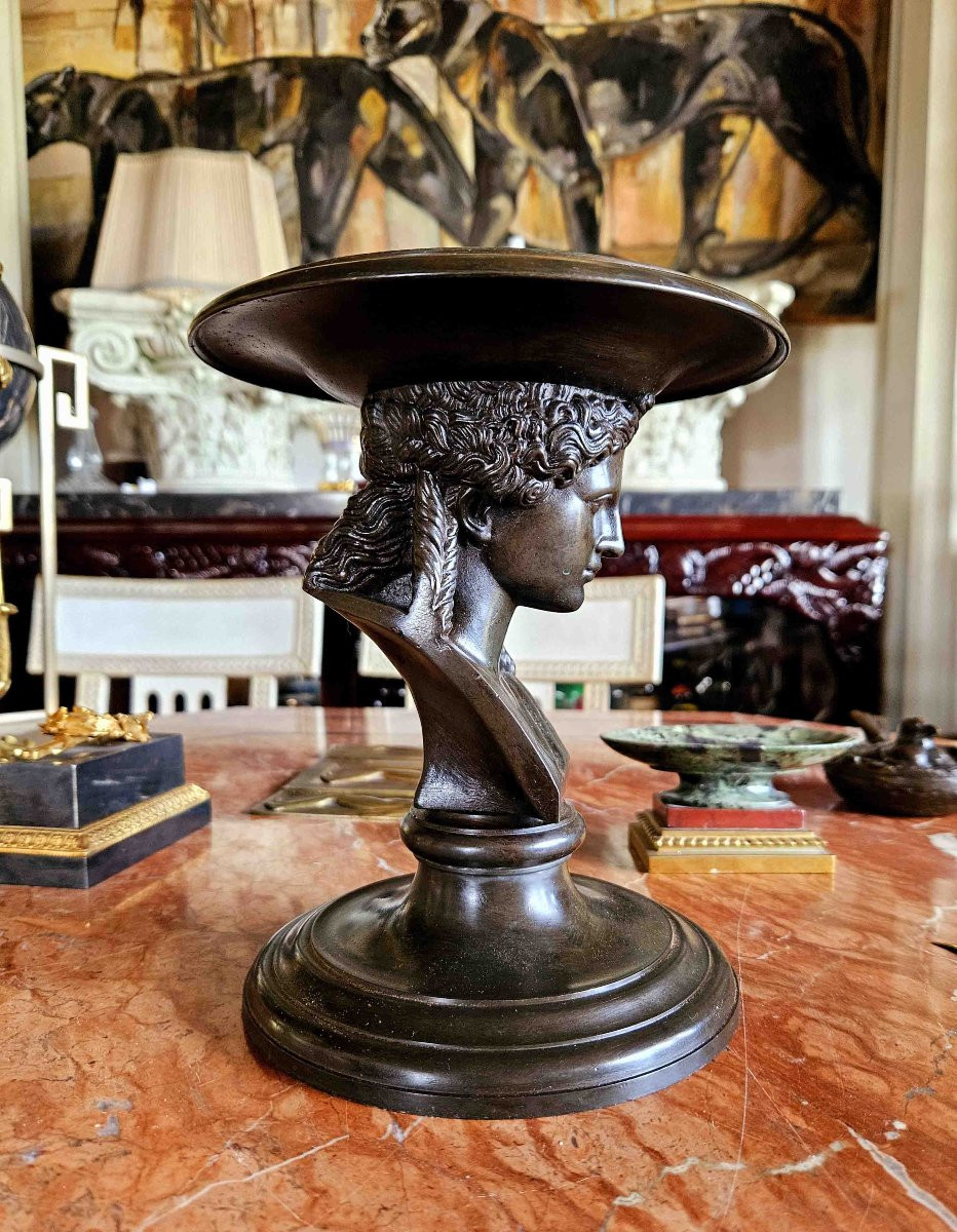 Tazza à l'Antique En Bronze Patiné Signée Barbedienne-photo-2