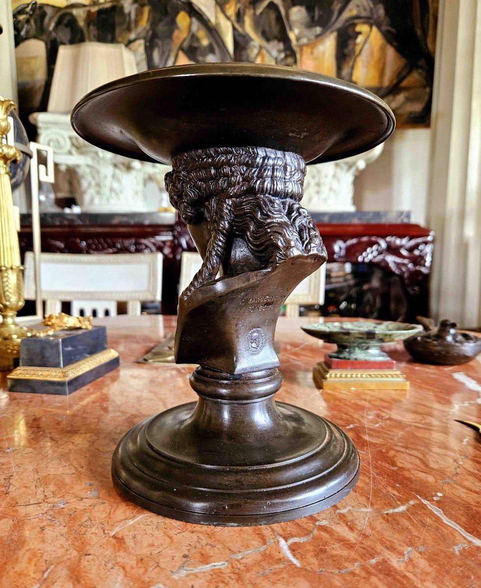 Tazza à l'Antique En Bronze Patiné Signée Barbedienne-photo-4