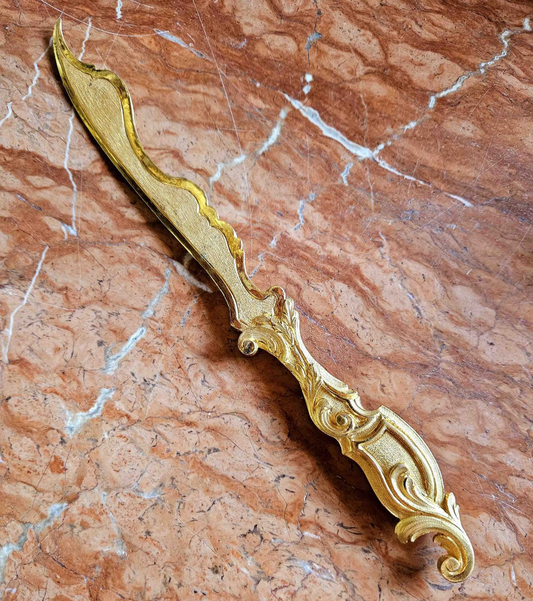 Coupe Papier Louis XV En Bronze Doré-photo-8