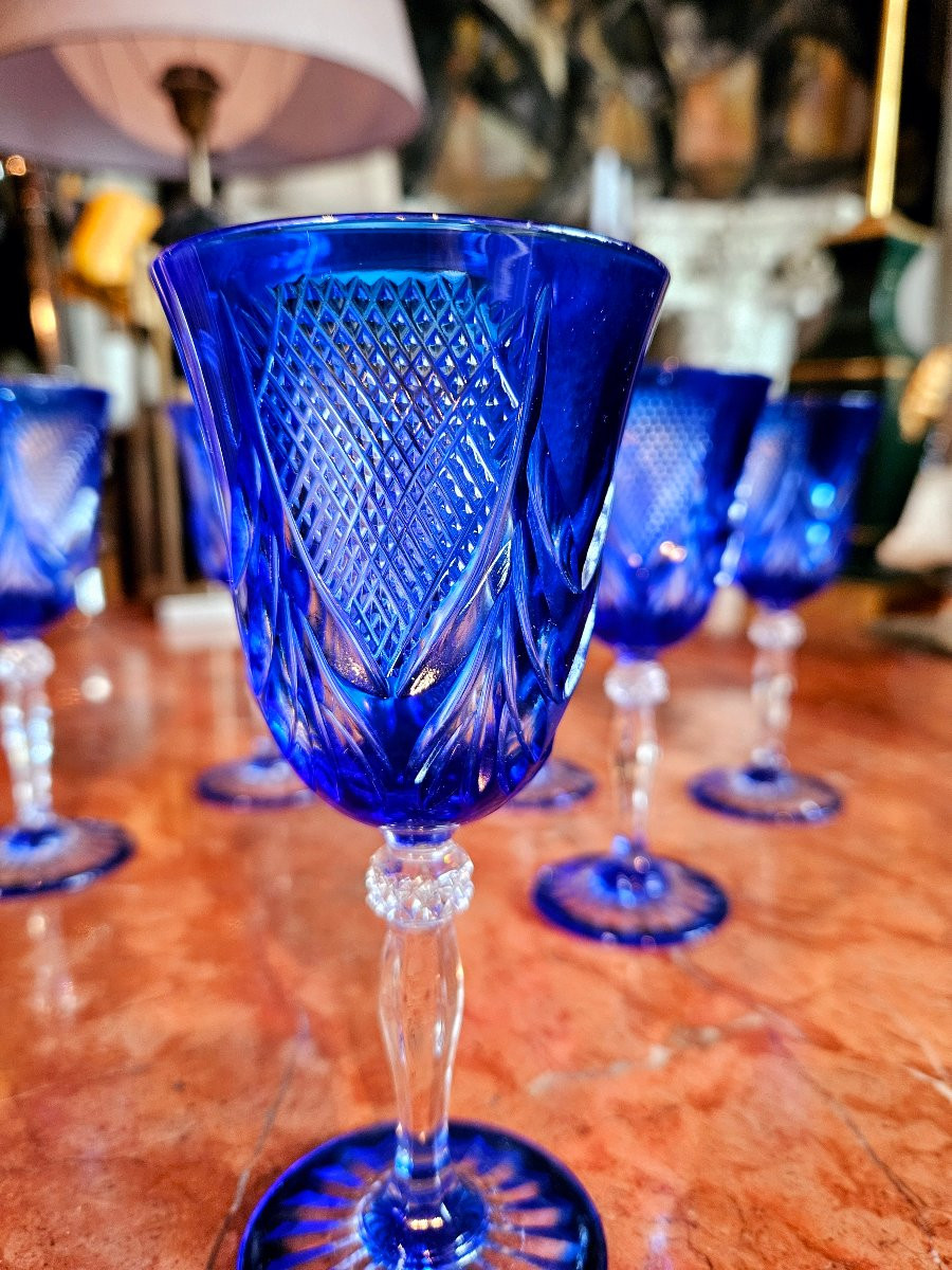 6 Verres à Vin En Cristal Taillé -photo-3