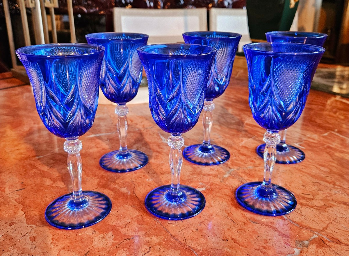 6 Verres à Vin En Cristal Taillé 