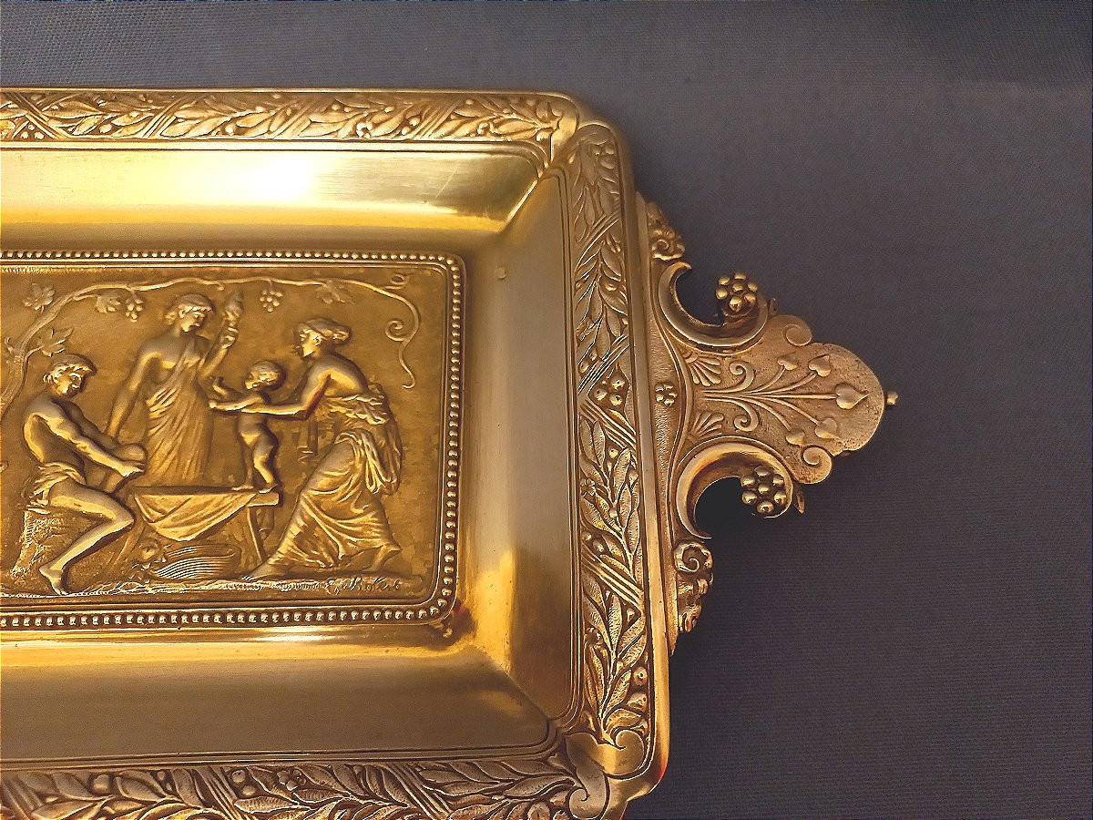 Elias Robert  (1821-1874) grd Plateau En Bronze Sc&egrave;ne Antique-photo-4