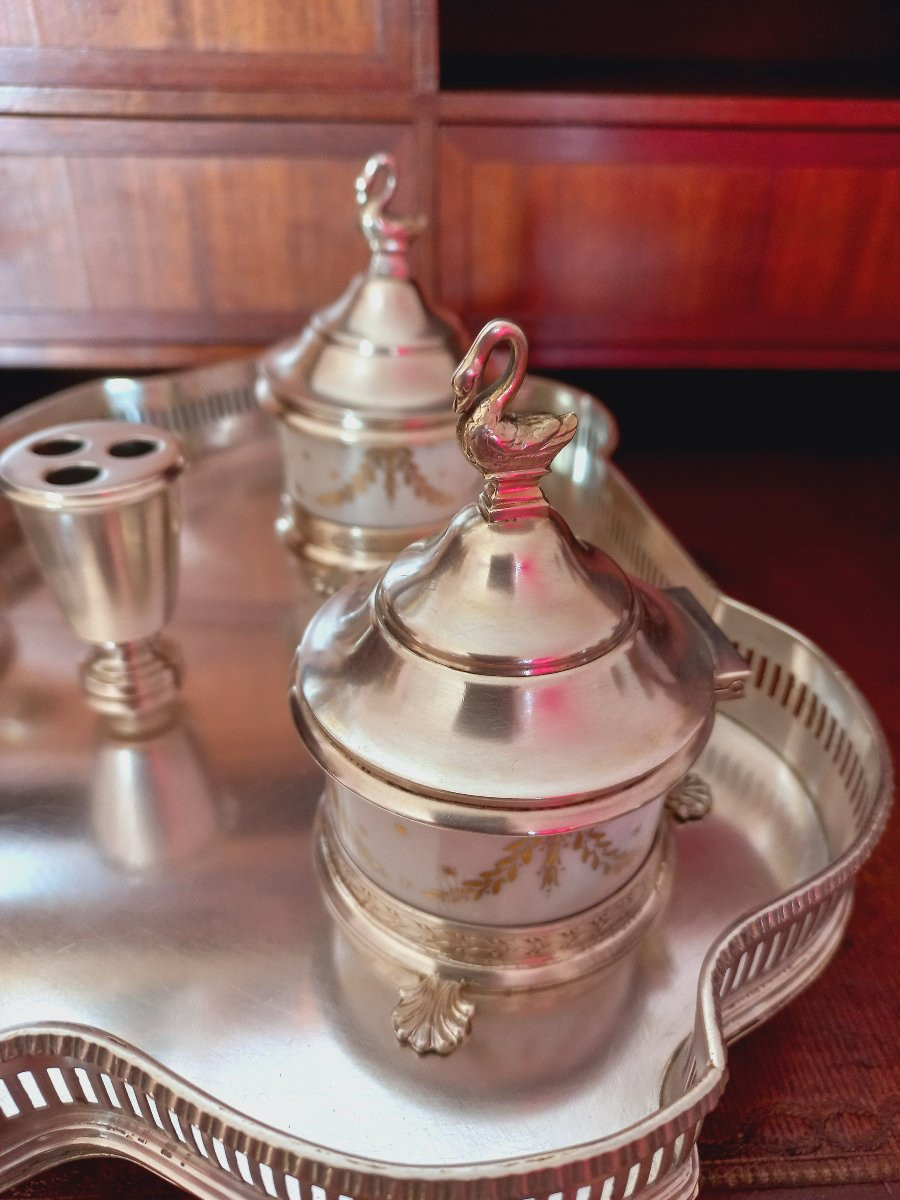 English Silver Inkwell-photo-2