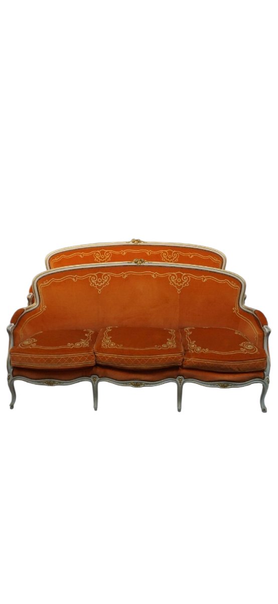Maison Jansen Pair Of Gold-retouched Lacquer Sofas-photo-2