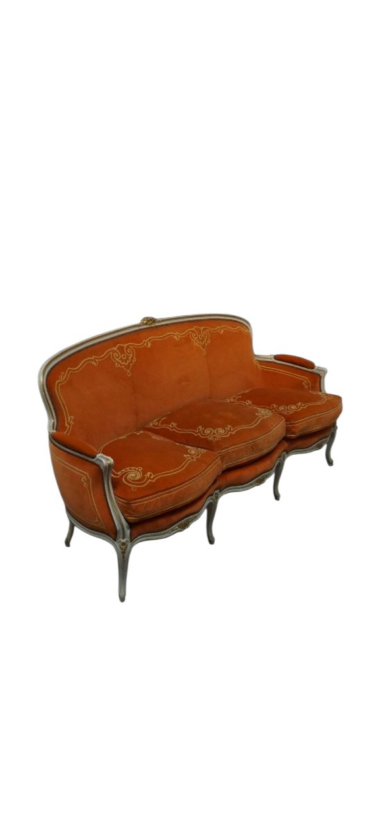 Maison Jansen Pair Of Gold-retouched Lacquer Sofas-photo-4