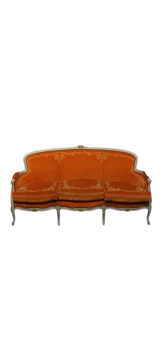 Maison Jansen Pair Of Gold-retouched Lacquer Sofas-photo-1