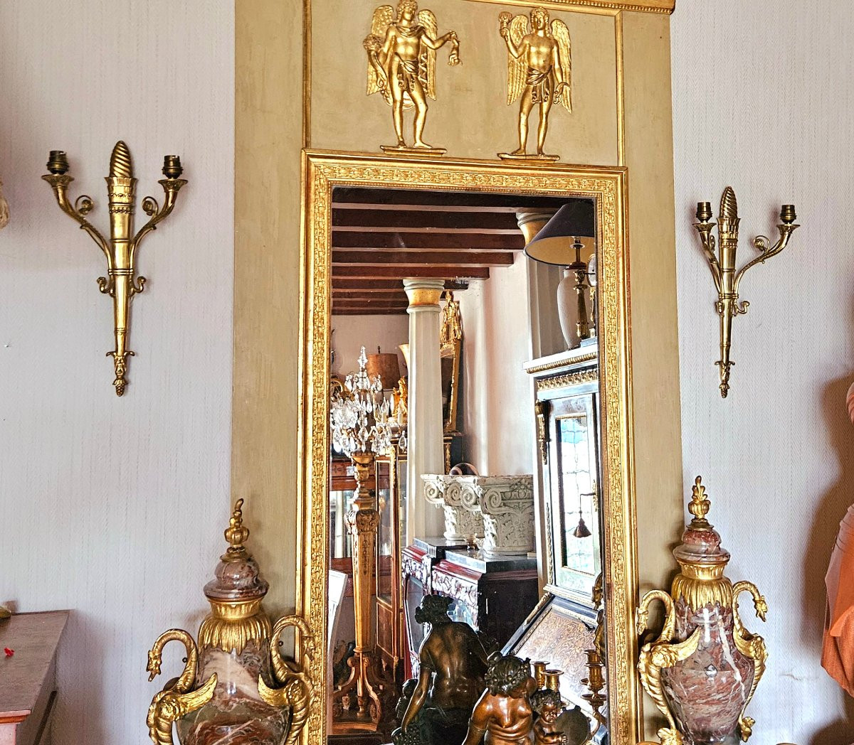 Paire d'appliques st Empire bronze doré -photo-2