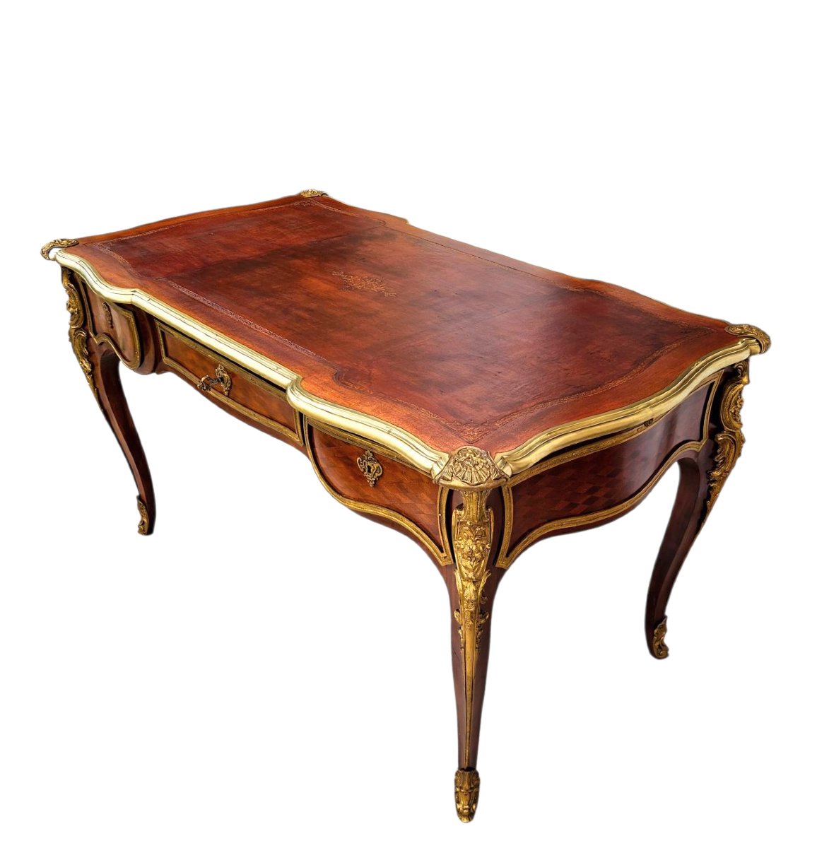 St Louis XV Desk In Marquetry And Gilded Bronze -photo-2