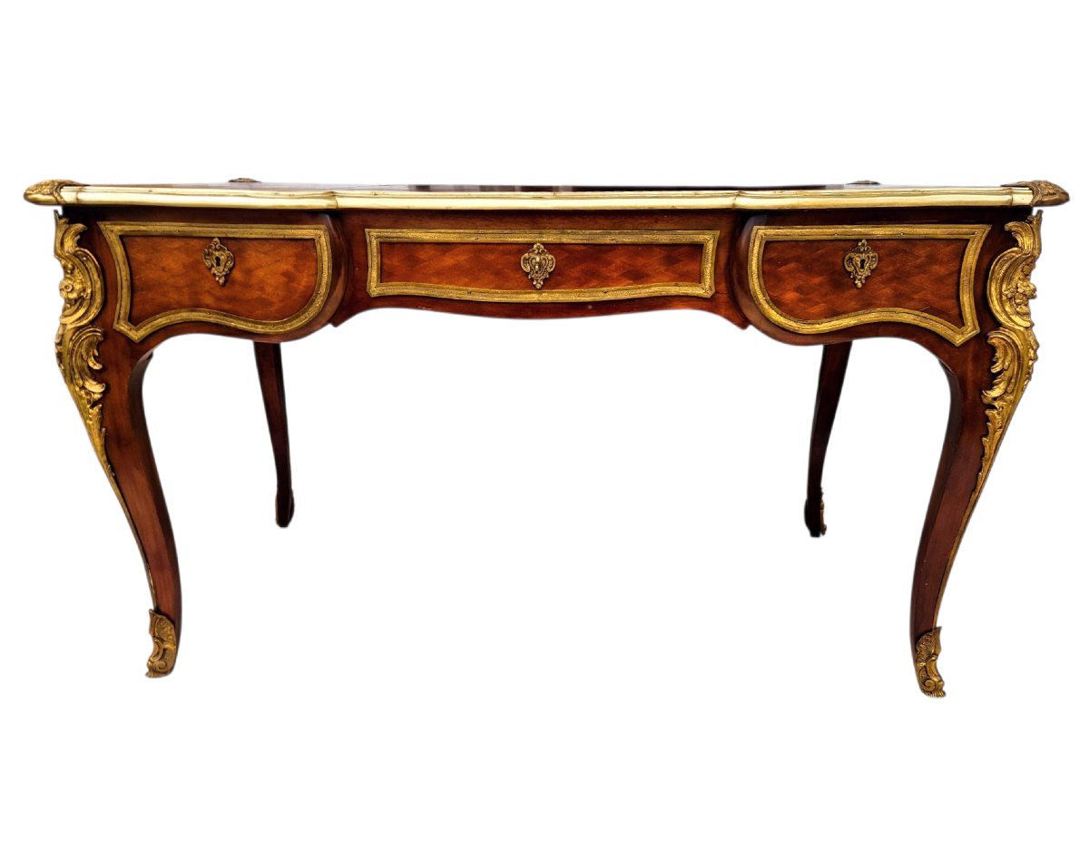 St Louis XV Desk In Marquetry And Gilded Bronze -photo-7