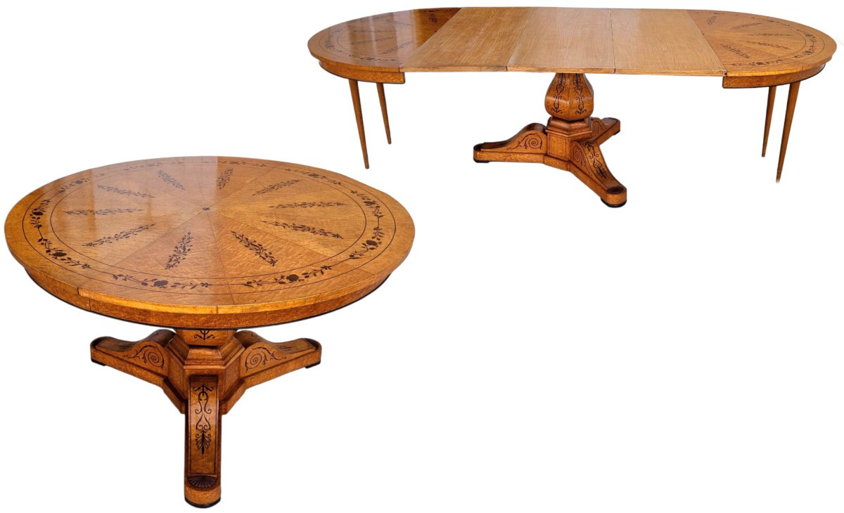 Charles X Inlaid Maple Dining Table 