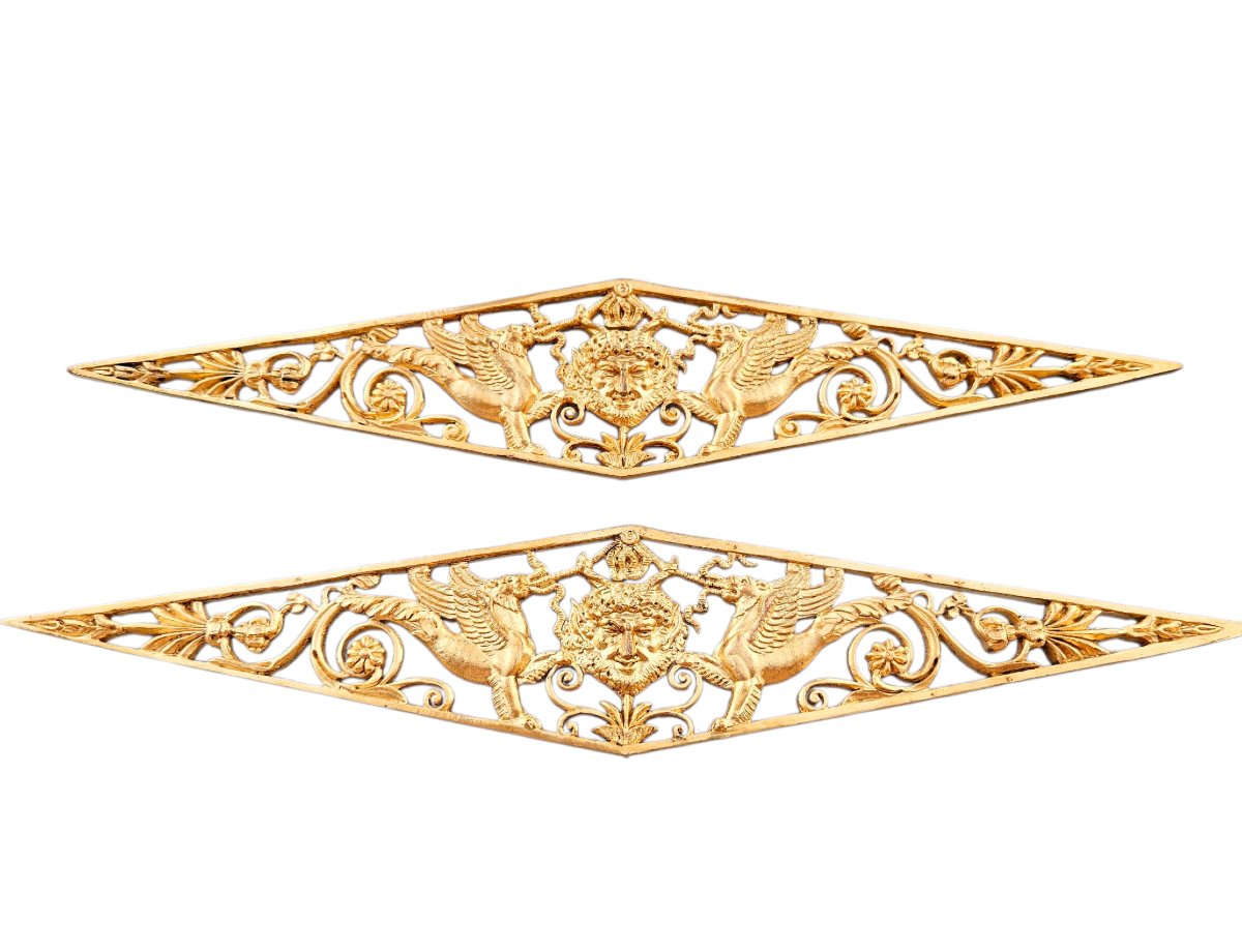 Pair Of Empire Period Ornaments In Mercury-gilt Bronze -photo-2